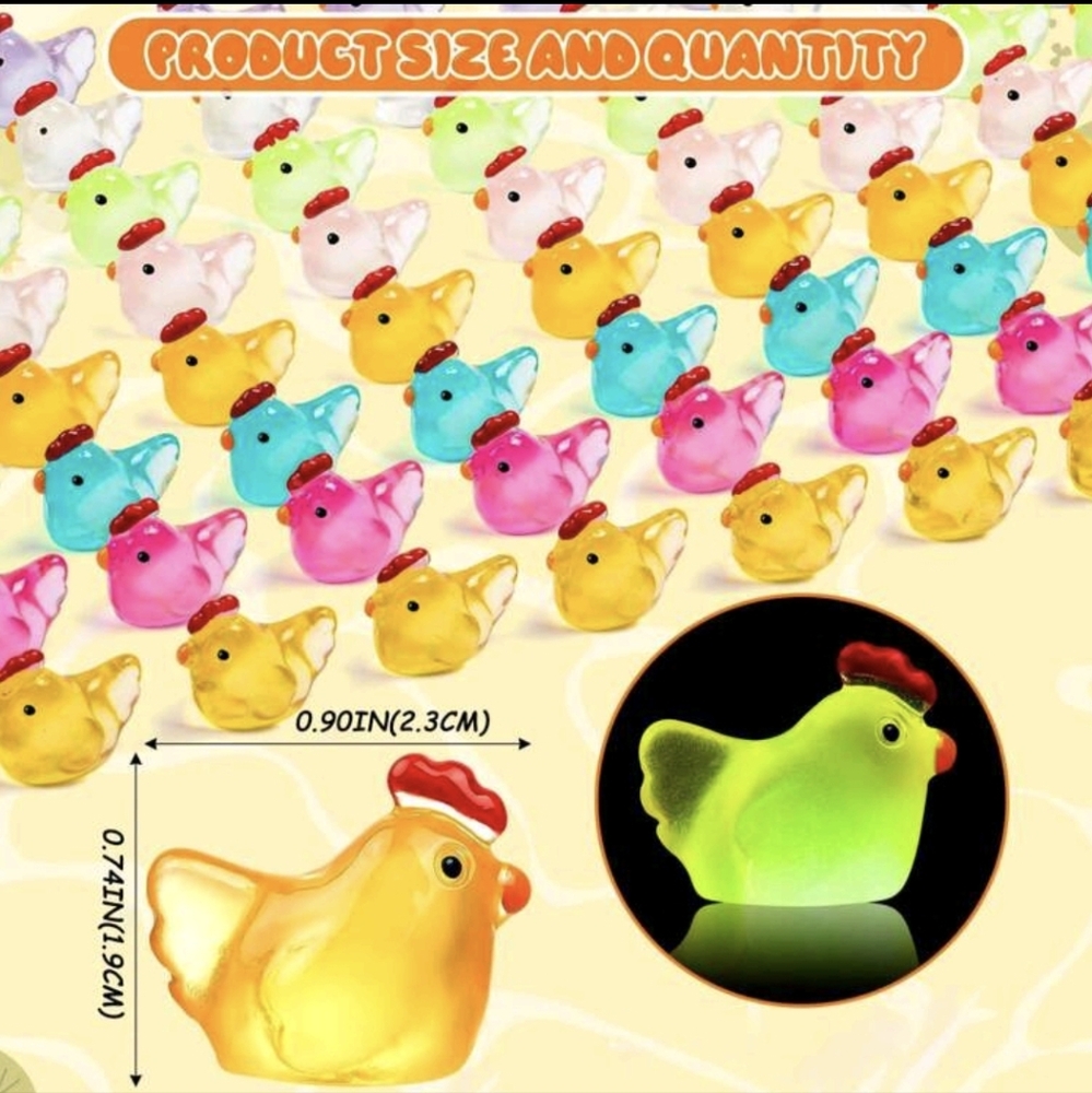 Glow In The Dark Chicken Figurines 6 Ct